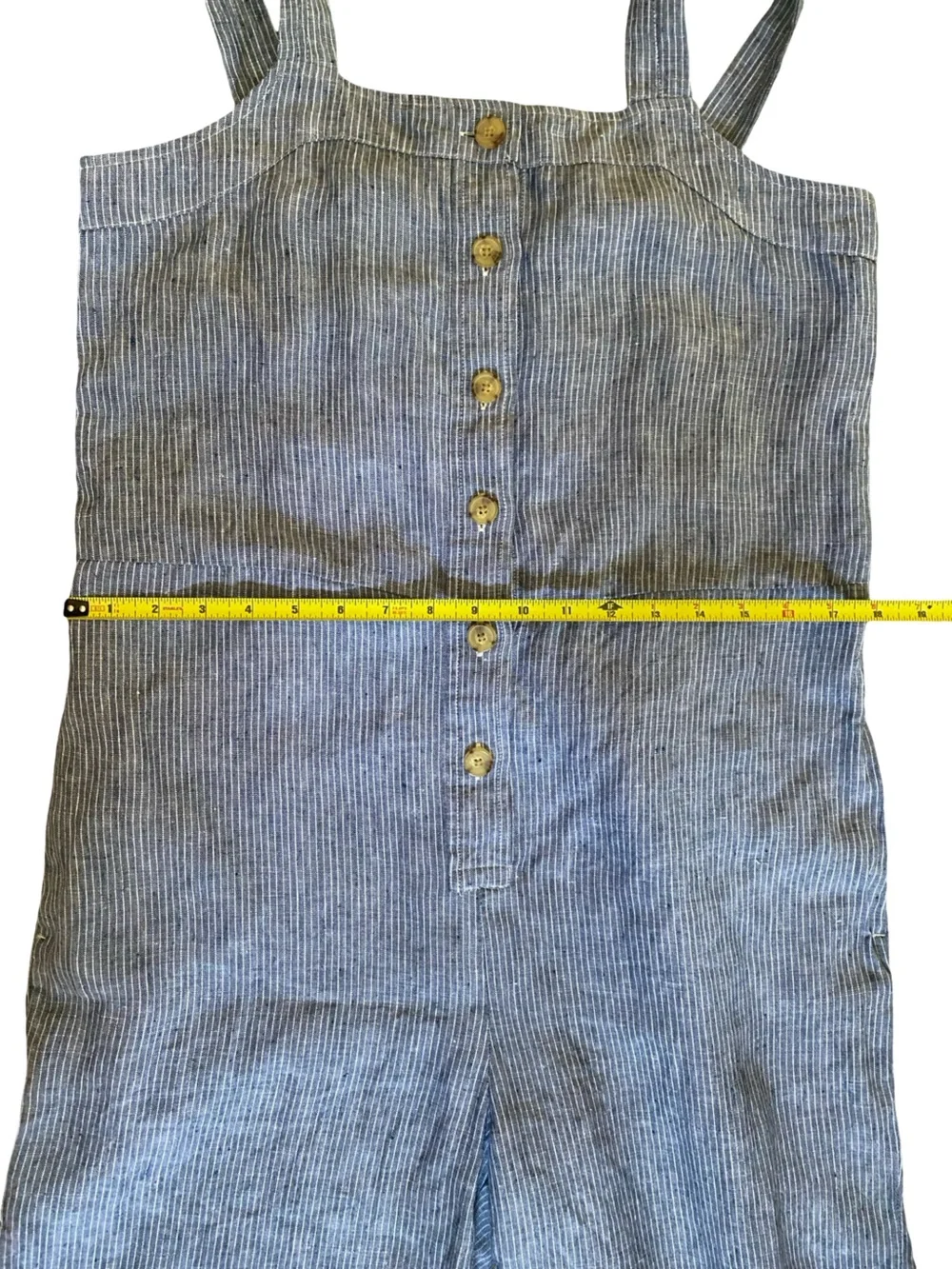 Everlane Linen Jumpsuit Blue and White Stripes with Button front - Size 6